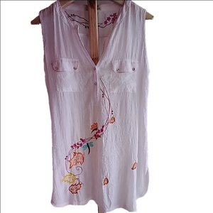 Embroidered White Tank Top